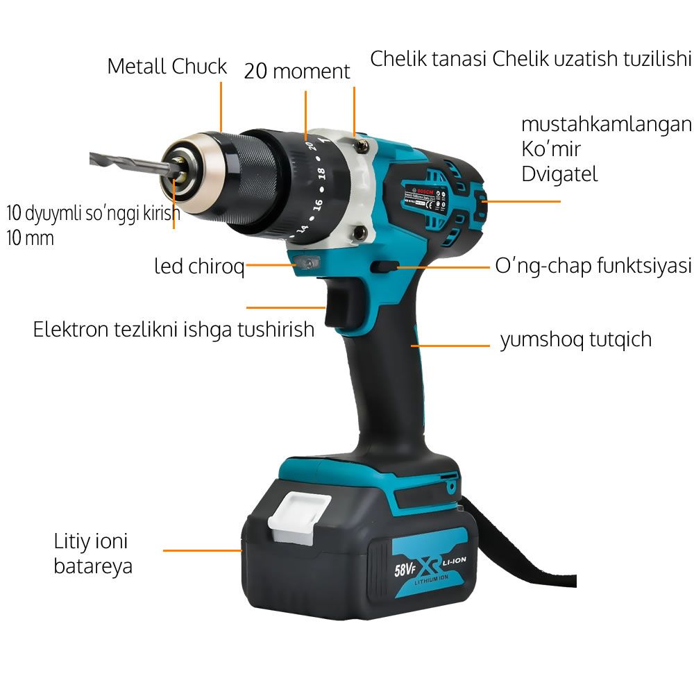 Bosch PHZ-SM093 Simsiz Ultra 4 Parçalı Dəst 58vf