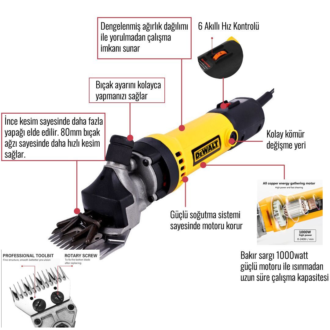 Dewalt DUZ027 Koyun Keçi Kırkma Makinesi