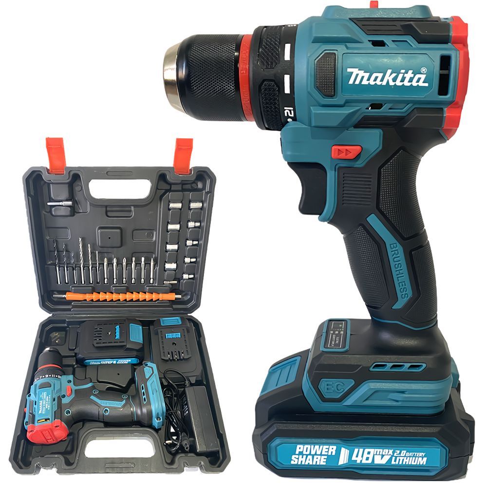 Makita DUZ041 Kömürsüz 48vf Çelik Mandrenli Vidalama Matkap Seti